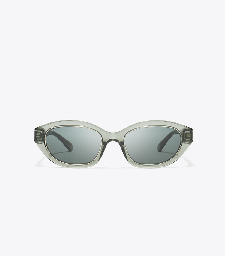 Tory Burch designer sunglasses & eyewear Kira Cat-Eye Sunglasses in TRANSPARENT SAGE/DARK GRAY front