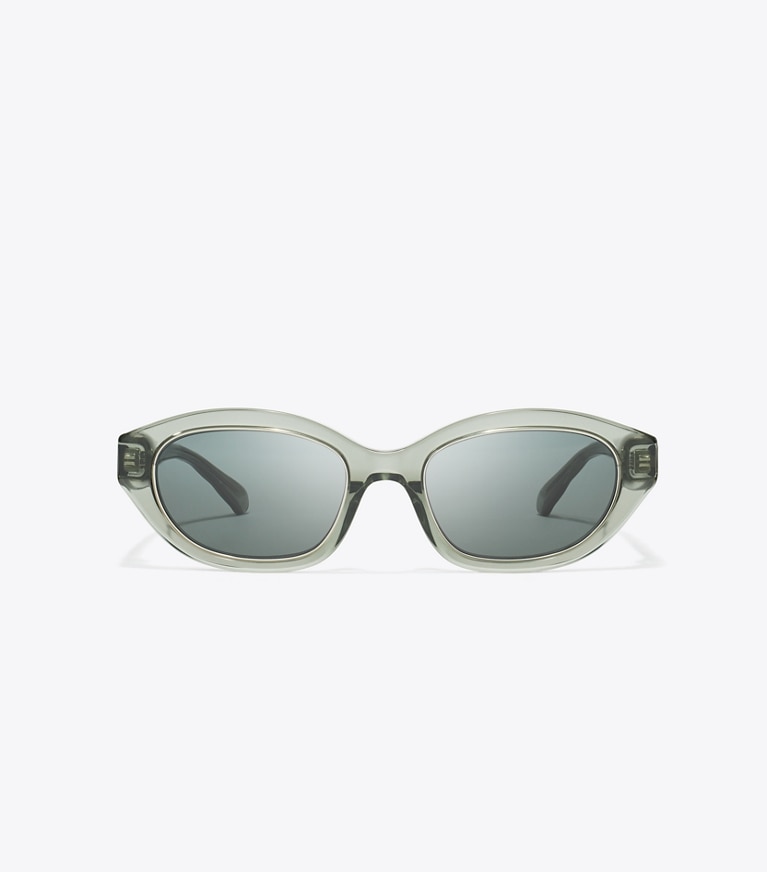 Tory Burch designer sunglasses & eyewear Kira Cat-Eye Sunglasses in TRANSPARENT SAGE/DARK GRAY front