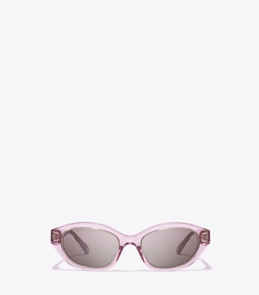 Tory Burch designer sunglasses & eyewear Kira Cat-Eye Sunglasses in TRANSPARENT PINK/ DARK BROWN front