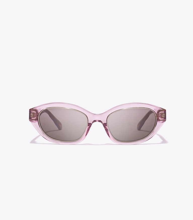 Tory Burch designer sunglasses & eyewear Kira Cat-Eye Sunglasses in TRANSPARENT PINK/ DARK BROWN front