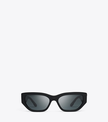 Tory Burch diseñador gafas de sol y gafas graduadas Kira Cat-Eye Sunglasses en BLACK/DARK GREY frente