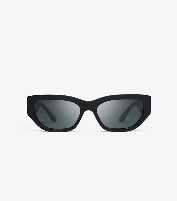 Tory Burch designer sunglasses & eyewear Kira Cat-Eye Sunglasses in BLACK/DARK GREY front