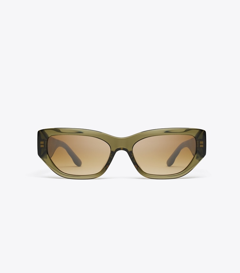 Tory Burch designer サングラス&アイウェア キラ キャットアイ サングラス in TRANSPARENT OLIVE/ YELLOW BROWN GRADIENT front