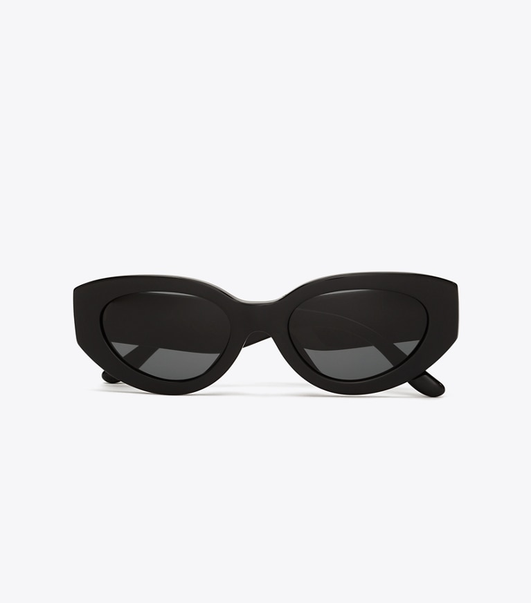 Tory Burch designer sunglasses & eyewear Kira Cat-Eye Sunglasses in BLACK/SOLID GREY front