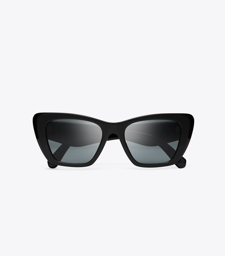 Tory Burch designer sunglasses & eyewear Kira Cat-Eye Sunglasses in BLACK/DARK GREY front
