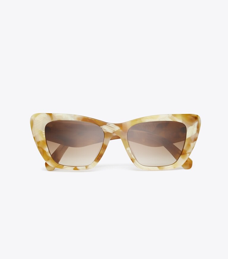 Tory Burch designer sunglasses & eyewear Kira Cat-Eye Sunglasses in HONEY TORTOISE/BROWN GRADIENT front