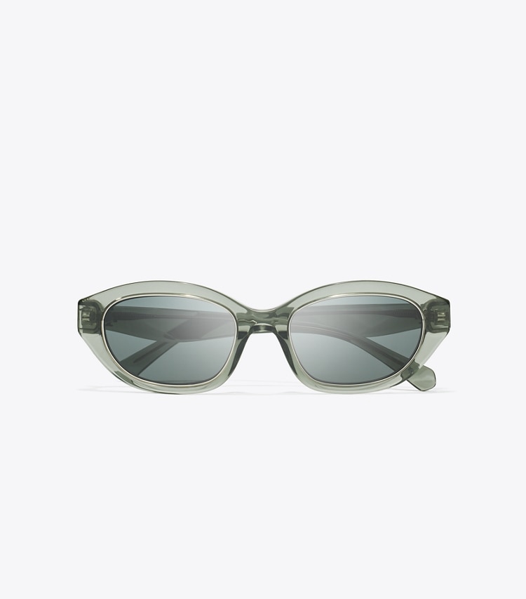 Tory Burch designer sunglasses & eyewear Kira Cat-Eye Sunglasses in TRANSPARENT SAGE/DARK GRAY overhead