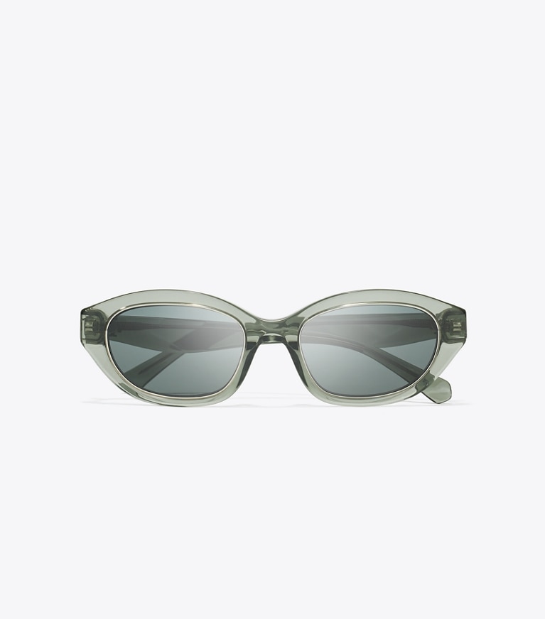Tory Burch designer sunglasses & eyewear Kira Cat-Eye Sunglasses in TRANSPARENT SAGE/DARK GRAY overhead