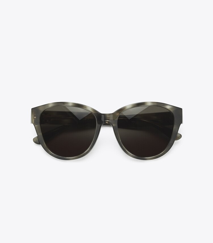 Tory Burch designer sunglasses & eyewear Kira Cat-Eye Sunglasses in OLIVE TORTOISE overhead