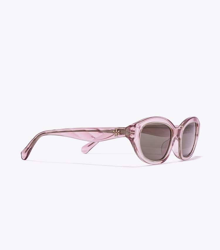 Tory Burch designer sonnenbrillen & brillen Kira Cateye-Sonnenbrille in TRANSPARENT PINK/ DARK BROWN detail