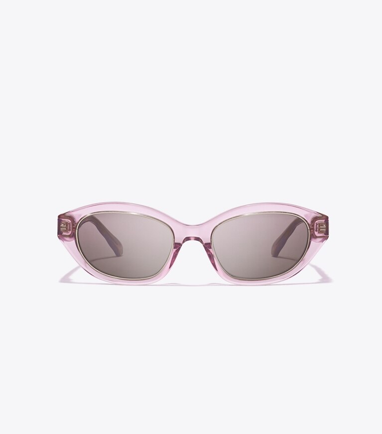 Tory Burch designer sonnenbrillen & brillen Kira Cateye-Sonnenbrille in TRANSPARENT PINK/ DARK BROWN front