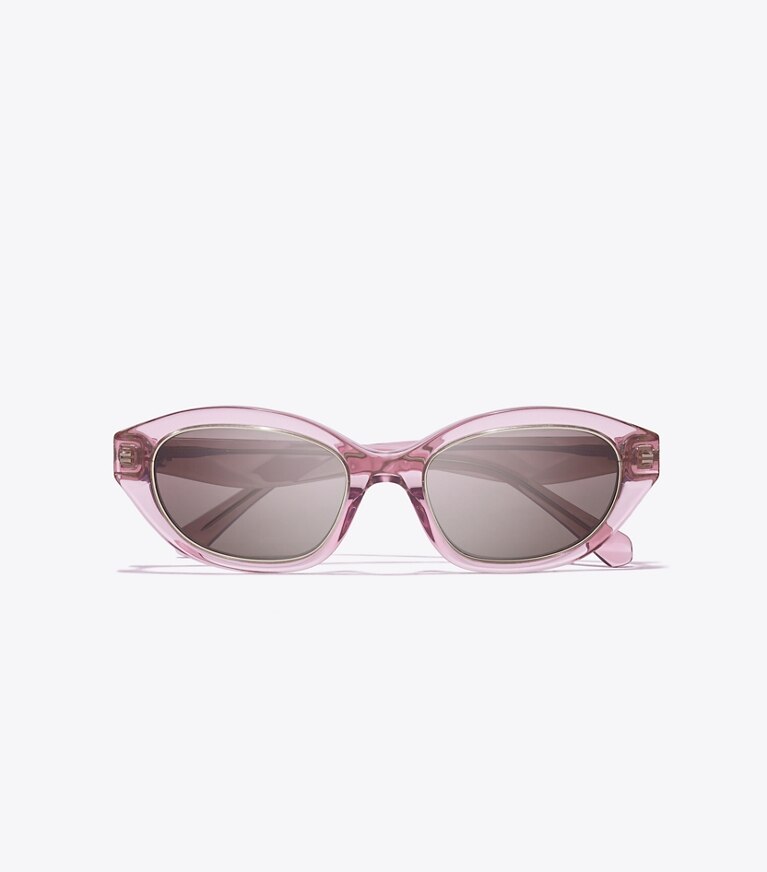 Tory Burch designer sonnenbrillen & brillen Kira Cateye-Sonnenbrille in TRANSPARENT PINK/ DARK BROWN von oben