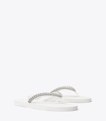 Tory Burch designer sandals Kira Chain Flip-Flop in WHITE angle