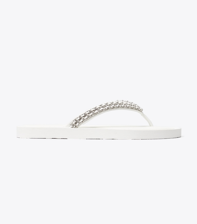 Tory Burch designer sandals Kira Chain Flip-Flop in WHITE side