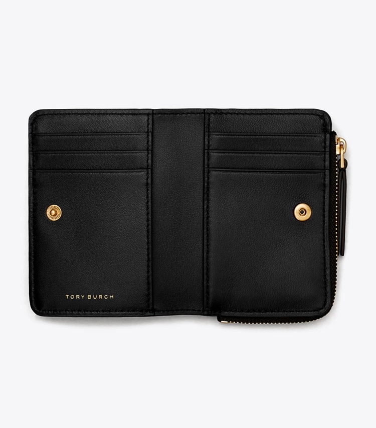 Tory Burch designer wallets Kira Chevron Bi-Fold Wallet in Black overhead