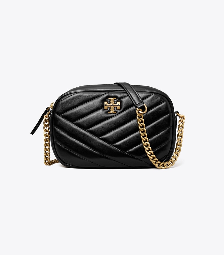 Tory Burch designer crossbody bags Kira Chevron Camera Bag in Black front