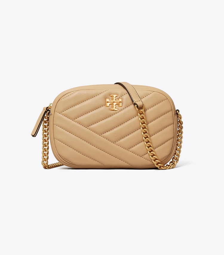Tory Burch designer crossbody bags Kira Chevron Camera Bag in Desert Dune front