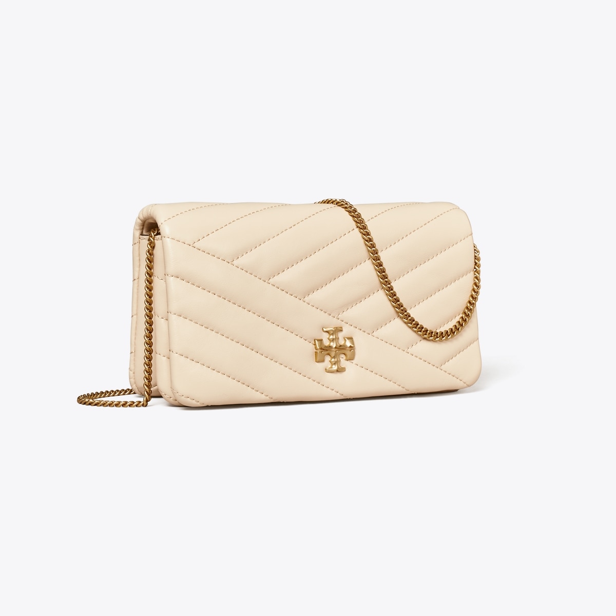 Kira Chevron Chain Wallet in white, size OS