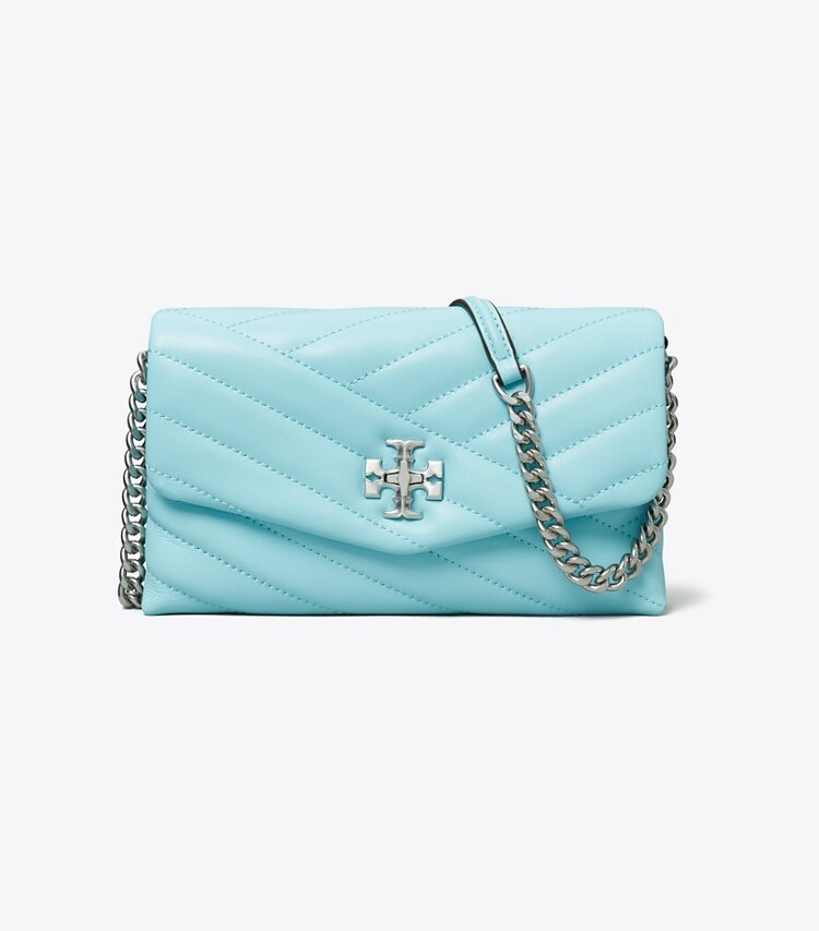 Tory Burch designer ミニバッグ キラ シェブロン チェーンウォレット in Light Celeste front