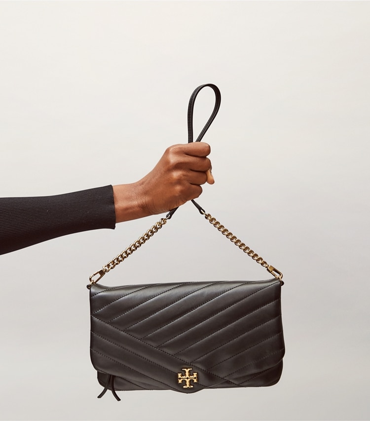 Tory Burch designer clutches Kira Chevron Clutch in Black additional on model