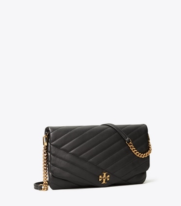Tory Burch designer clutches Kira Chevron Clutch in Black angle