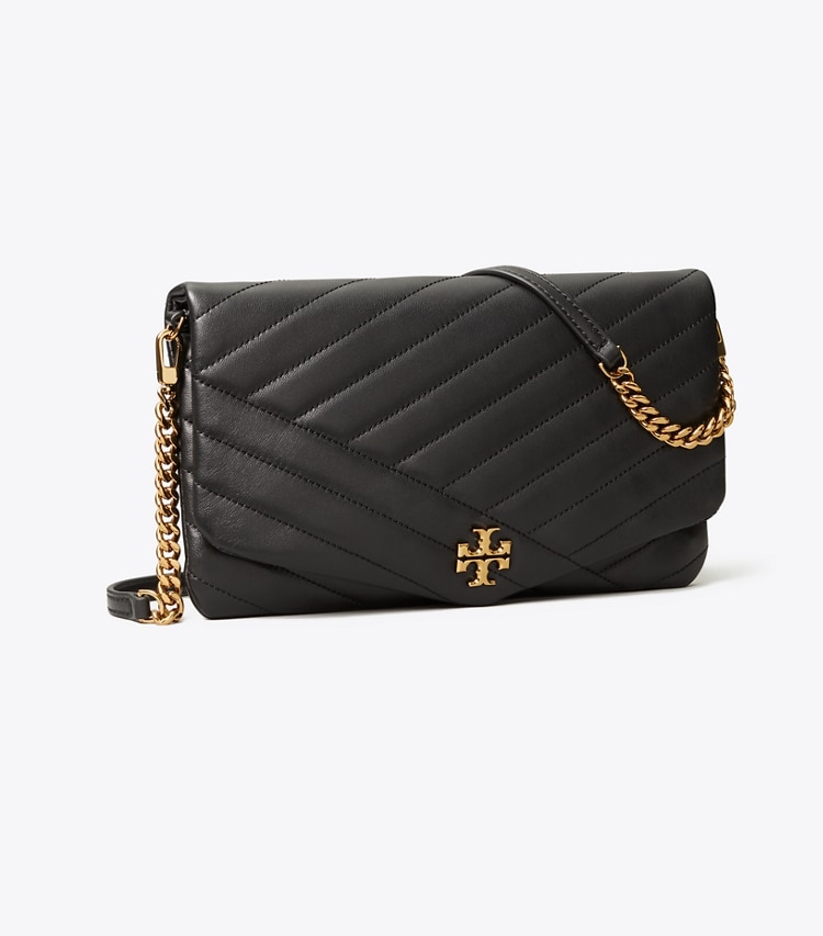 Tory Burch designer clutches Kira Chevron Clutch in Black angle