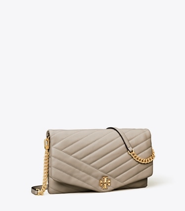 Tory Burch designer clutches Kira Chevron Clutch in Gray Heron angle