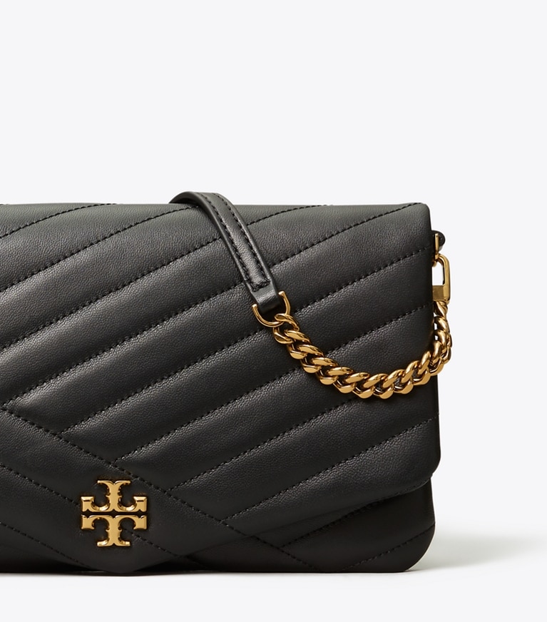 Tory Burch designer clutches Kira Chevron Clutch in Black angle