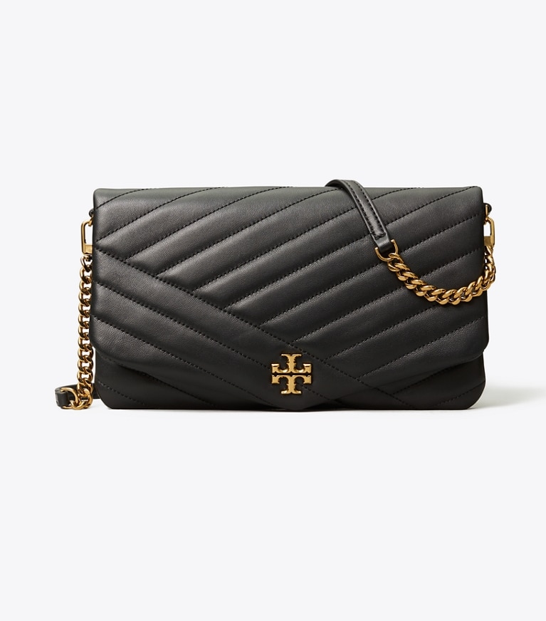 Tory Burch designer clutches Kira Chevron Clutch in Black angle