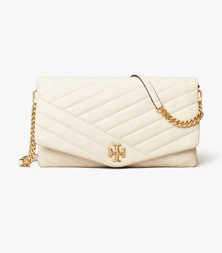 Tory Burch designer clutches Kira Chevron Clutch in New Ivory front