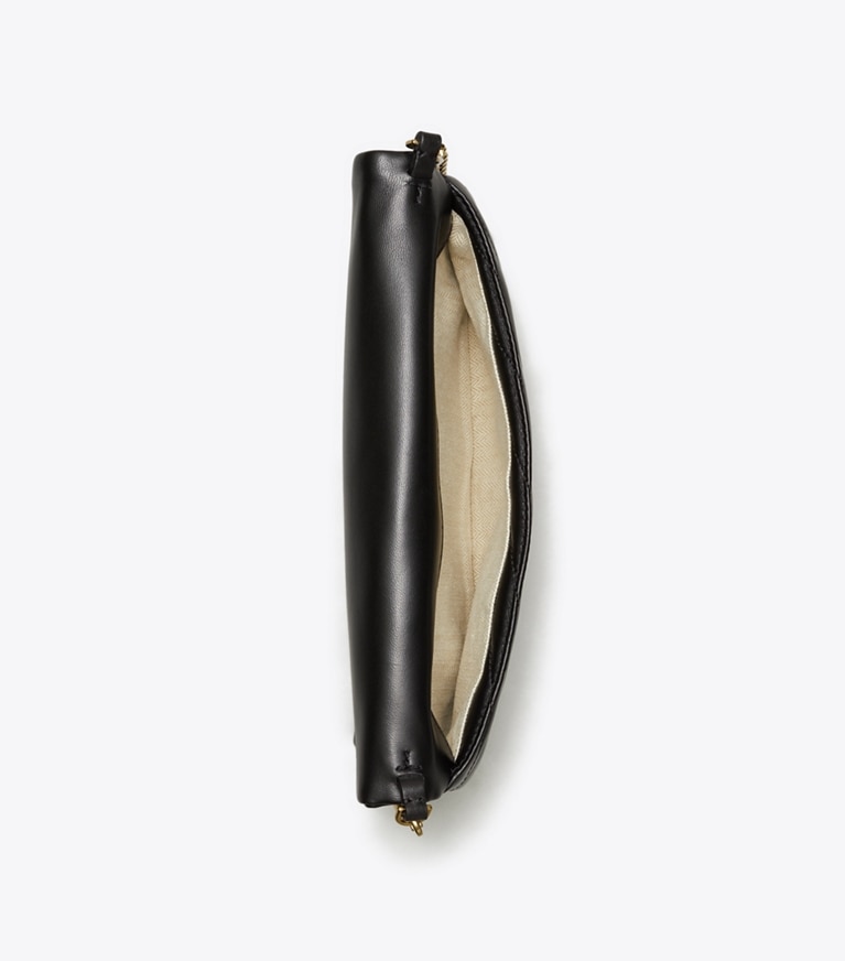 Tory Burch designer clutches Kira Chevron Clutch in Black angle