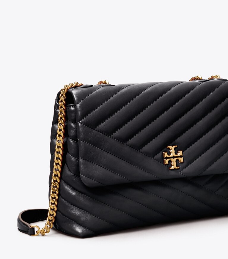 Tory Burch designer shoulder bags Kira Chevron Convertible Shoulder Bag in Black angle