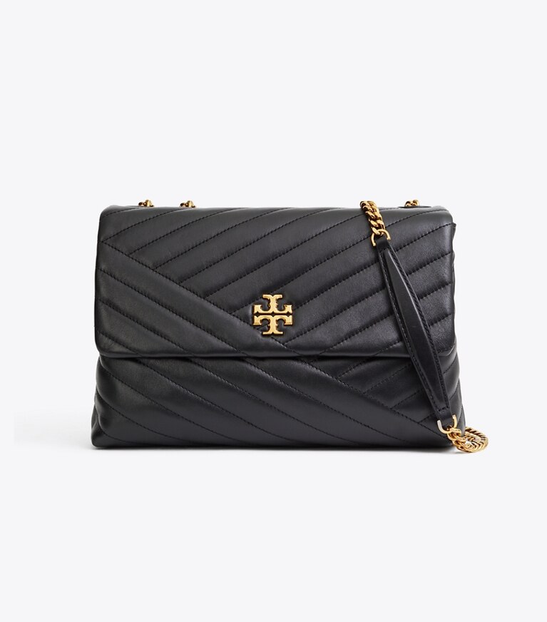 Tory Burch designer shoulder bags Kira Chevron Convertible Shoulder Bag in Black angle