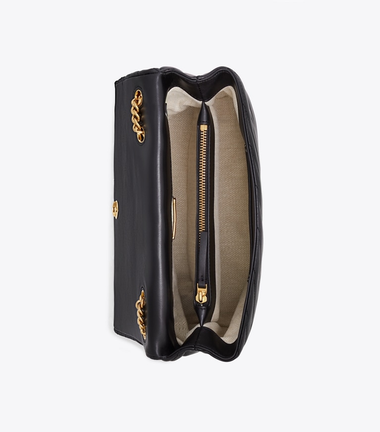 Tory Burch designer shoulder bags Kira Chevron Convertible Shoulder Bag in Black angle