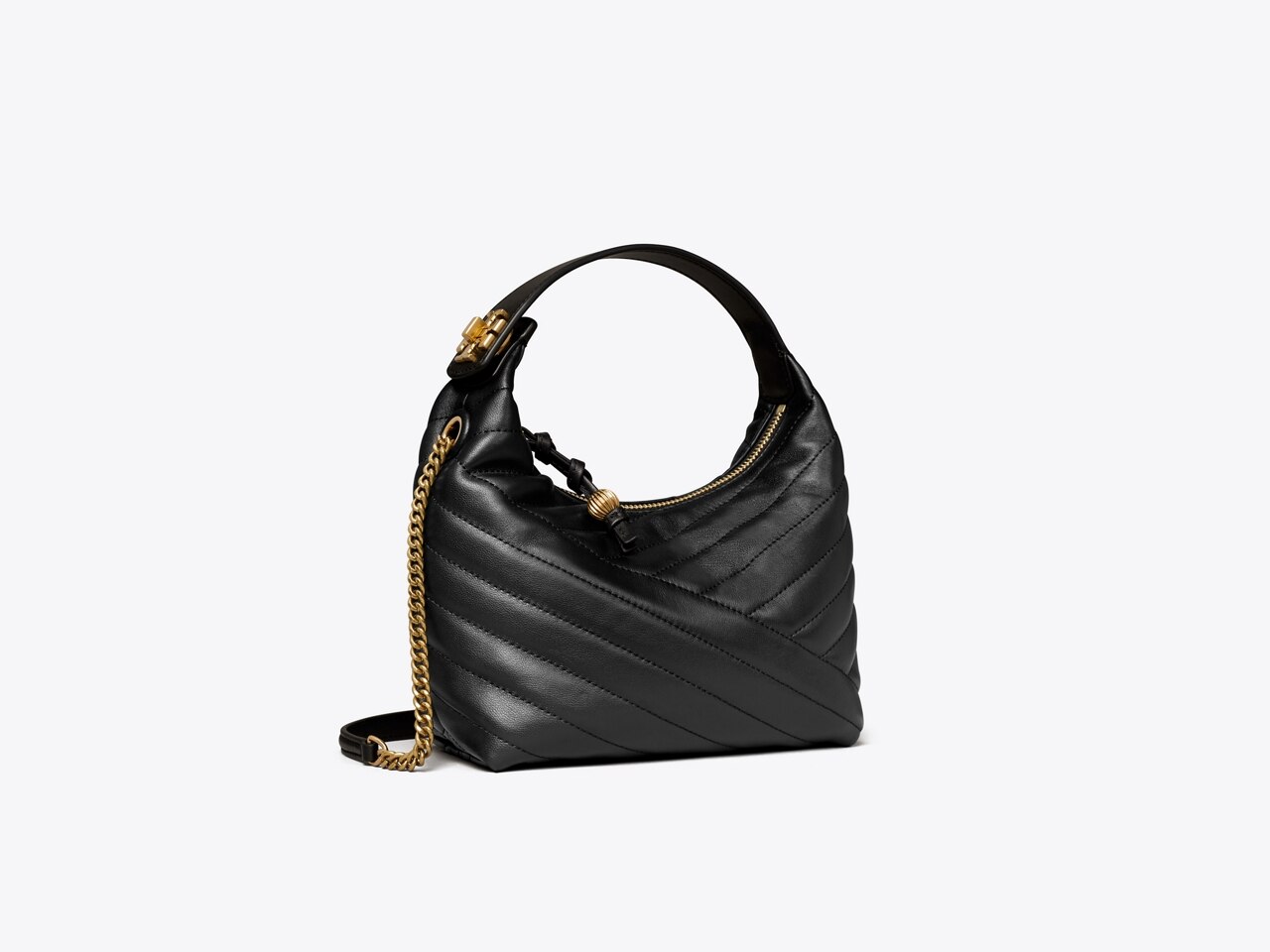 Sharif Chevron Quilted Leather Crescent Crossbody Bag 