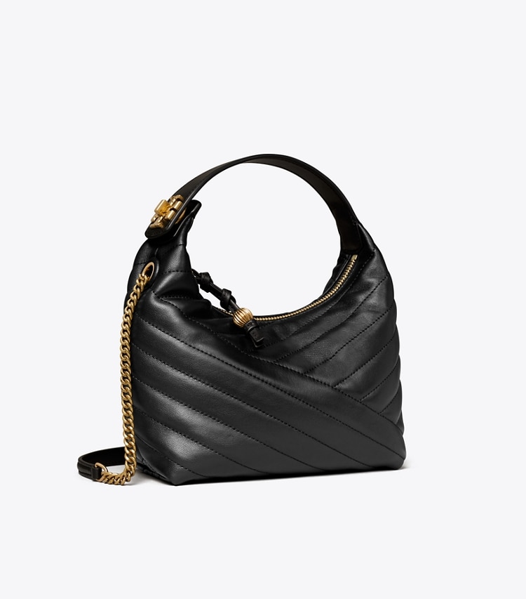 Kira Chevron Small Hobo Bag - Tory Burch - Black - Leather