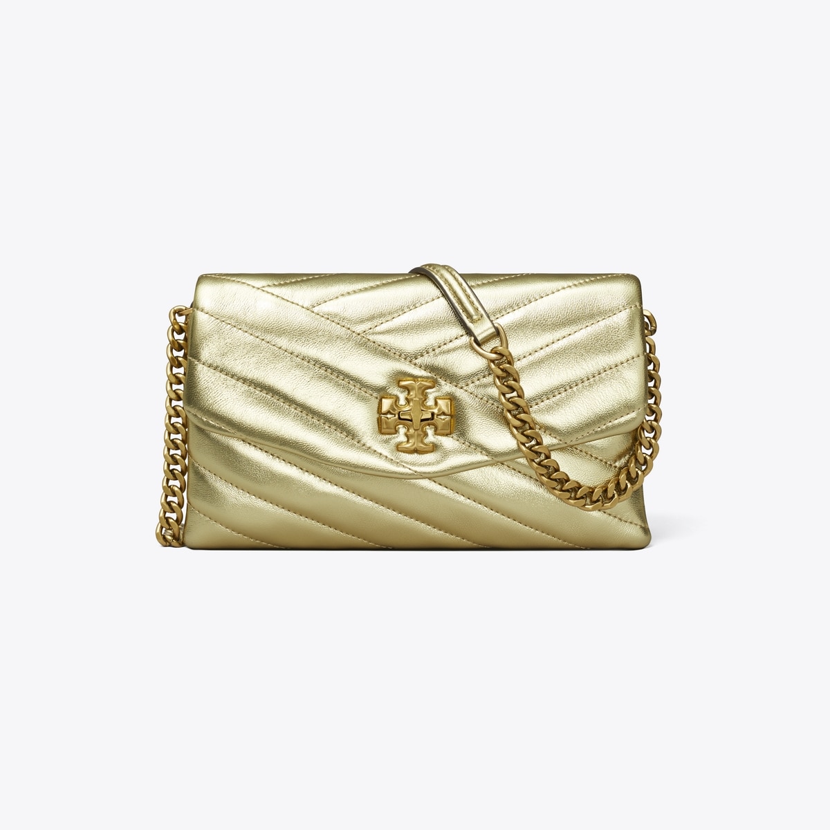 Kira Chevron Metallic Chain Wallet: Women's Designer Mini