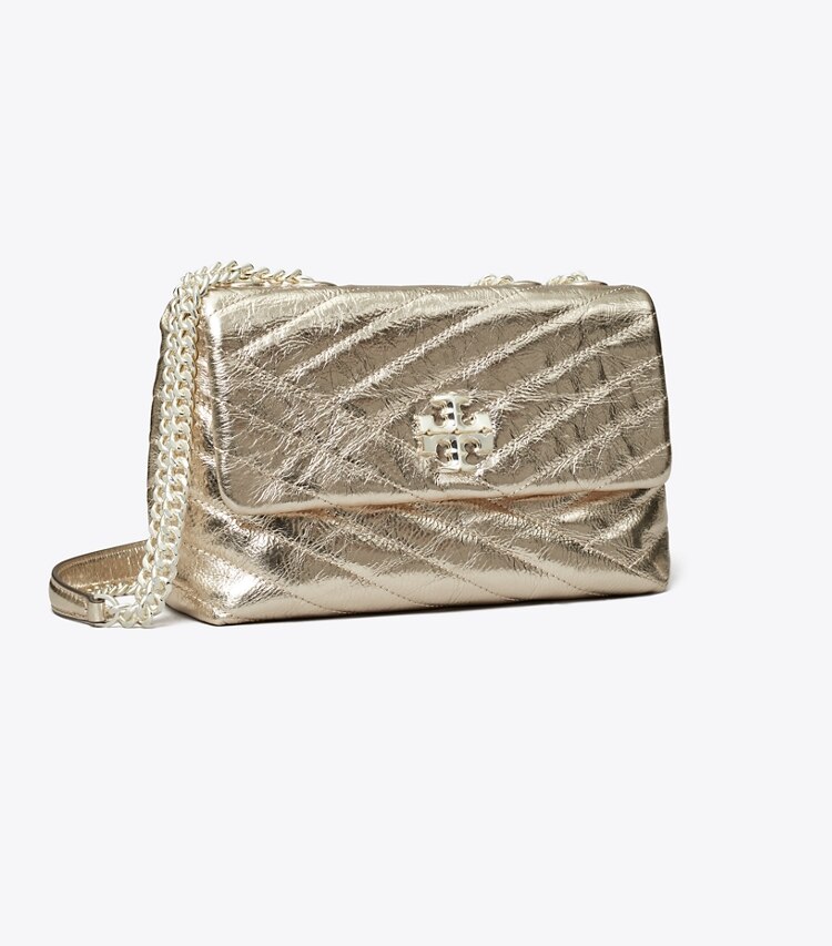 Tory Burch designer shoulder bags Kira Chevron Metallic Small Convertible Shoulder Bag in GOLD angle