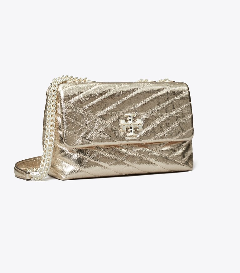 Tory Burch designer shoulder bags Kira Chevron Metallic Small Convertible Shoulder Bag in GOLD angle