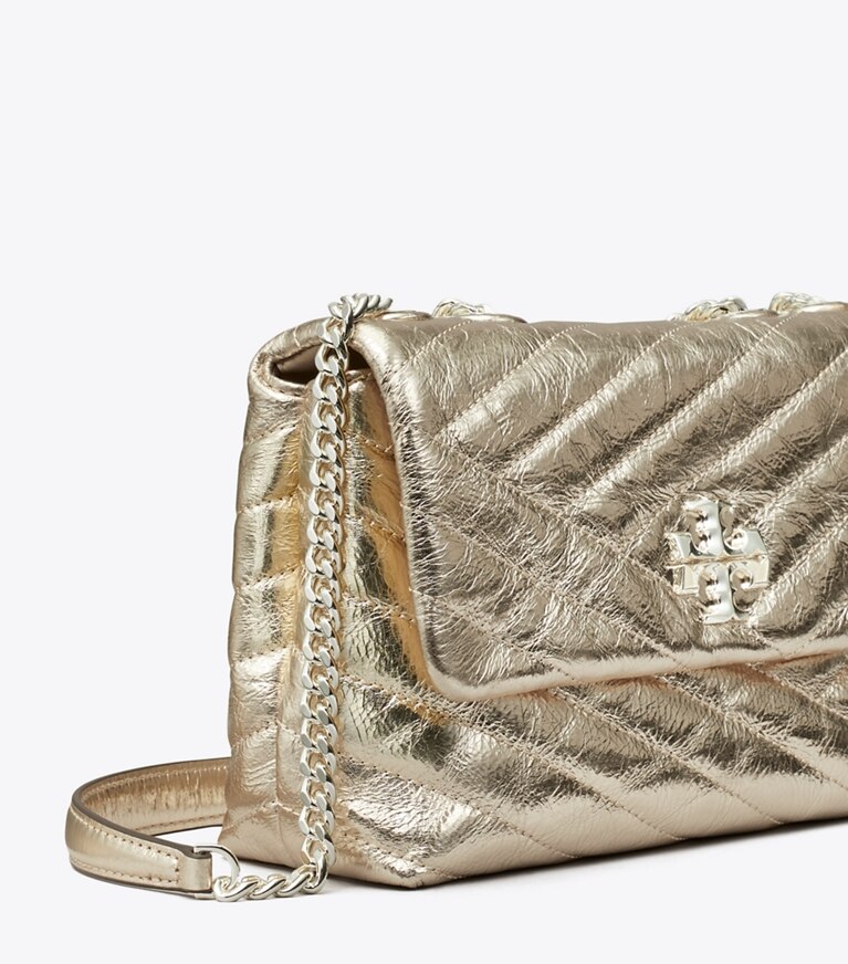 Tory Burch designer shoulder bags Kira Chevron Metallic Small Convertible Shoulder Bag in GOLD angle