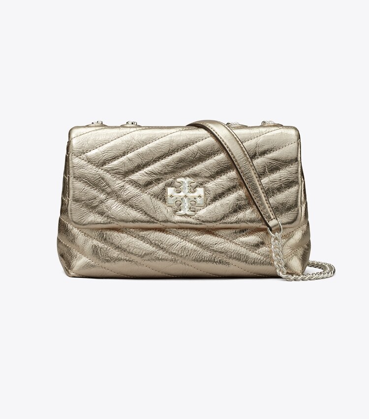 Tory Burch designer shoulder bags Kira Chevron Metallic Small Convertible Shoulder Bag in GOLD front