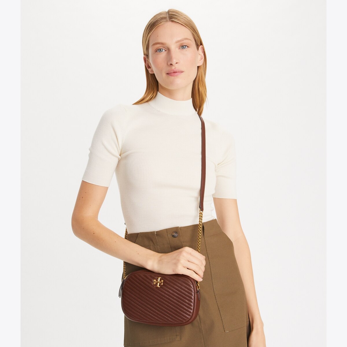 Kira Chevron Moto Quilt Camera Bag: Women's Designer Crossbody