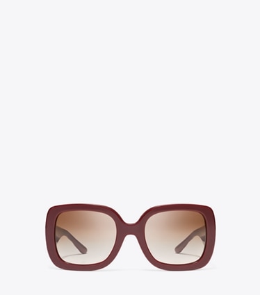 Tory Burch designer sonnenbrillen & brillen Kira Chevron Oversized Sunglasses in RED BERRY/BROWN GRADIENT front