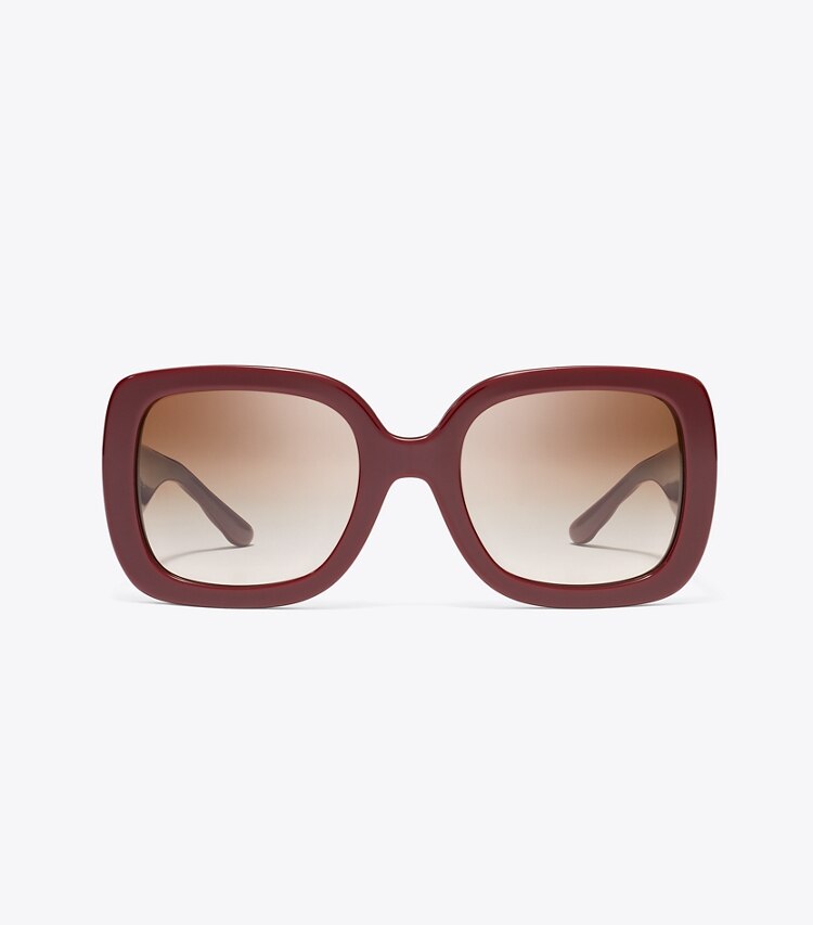 Tory Burch designer sunglasses & eyewear Kira Chevron Oversized Sunglasses in RED BERRY/BROWN GRADIENT front