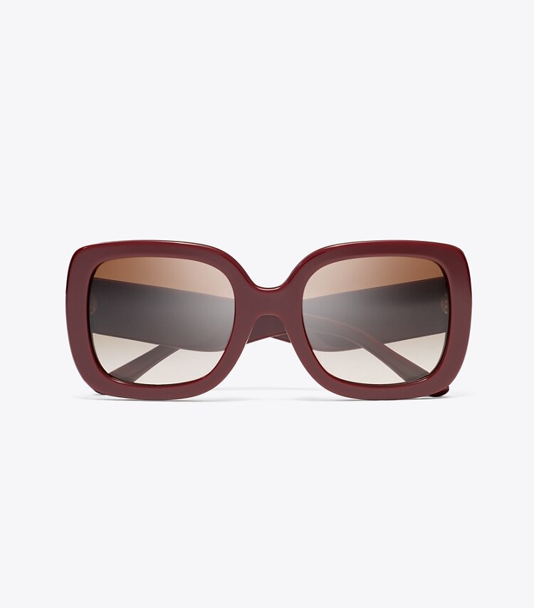 Tory Burch designer sunglasses & eyewear Kira Chevron Oversized Sunglasses in RED BERRY/BROWN GRADIENT overhead