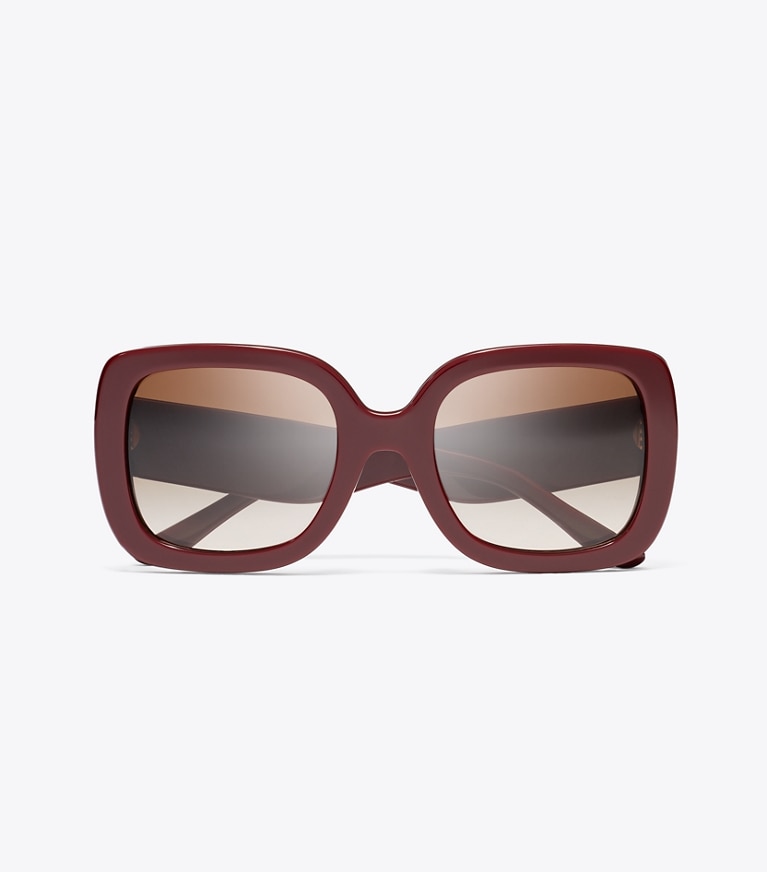 Tory Burch designer sunglasses & eyewear Kira Chevron Oversized Sunglasses in RED BERRY/BROWN GRADIENT overhead