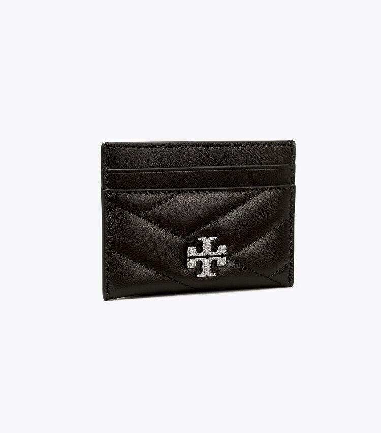 Tory Burch designer card cases Kira Chevron Pavé Logo Card Case in Black angle