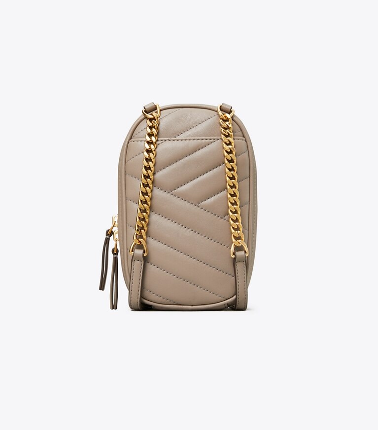 Tory Burch designer crossbody bags Kira Chevron Phone Crossbody in Gray Heron angle