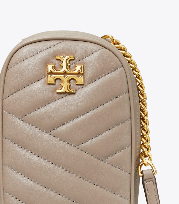 Tory Burch designer crossbody bags Kira Chevron Phone Crossbody in Gray Heron detail