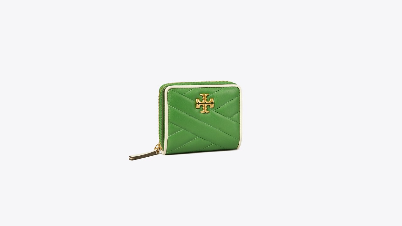 Tory Burch Kira Chevron Pop Edge Chain leather wallet, Green